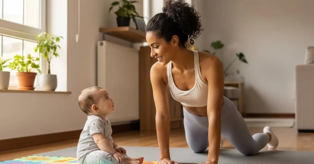 Emagrecimento Pós Parto: Como Perder Peso Após Gravidez De Forma Segura 2 exercício seguro pós parto em casa com bebê