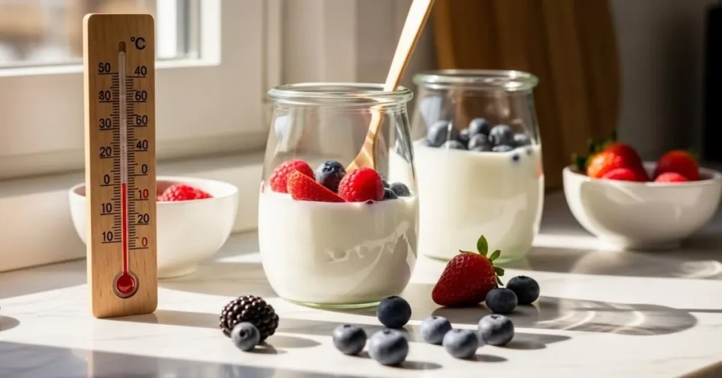 Iogurte caseiro com frutas vermelhas e mel